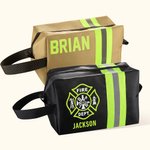 Personalised Firefighter Reflective Name Waterproof  Toiletry Bag with Handle Shaving Travel Essentials Father's Day Birthday Gift for Men