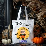 Spersonalizowana płócienna torba wielokrotnego użytku z imieniem i nazwiskiem na Halloween dla chłopców i dziewczynek