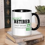 Gepensioneerde 11oz Keramische koffiemok met naam en jaar Fun pensionering afscheidscadeau voor collega gepensioneerde