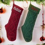 Calza di Natale personalizzata Calza di famiglia a maglia ricamata con nome Monogramma Regalo di Natale per la famiglia Amico Decorazione Casa