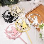 Chien, chat, marié, mariée Silhouette de gâteau avec nom Décoration de cérémonie de mariage Cadeau pour la famille et les amis