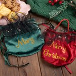 Personalised Velvet Drawstring Santa Sack Sweets Bag with Glitter Name and Handle Home Decor Christmas Party Supplies Gift for Kids