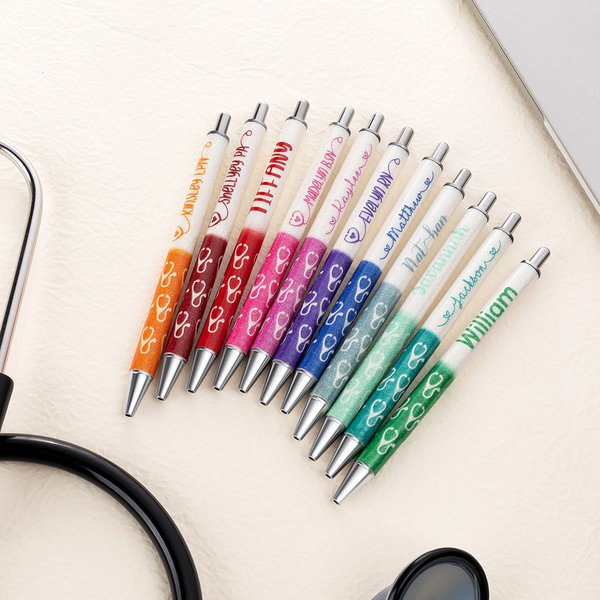 Set personalizzato di 2 penne a sfera glitterate retrattili con nome e nome per infermieri Regalo per la settimana dell'infermiere per il personale medico