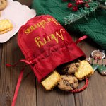 Personalised Velvet Drawstring Santa Sack Sweets Bag with Glitter Name and Handle Home Decor Christmas Party Supplies Gift for Kids