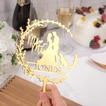 Chien, chat, marié, mariée Silhouette de gâteau avec nom Décoration de cérémonie de mariage Cadeau pour la famille et les amis