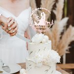 Chien, chat, marié, mariée Silhouette de gâteau avec nom Décoration de cérémonie de mariage Cadeau pour la famille et les amis