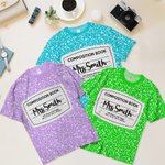 Personalized Funny Composition Notebook Unisex T-Shirt with Name Group Costume Appreciation Halloween Christmas Gift for Teacher