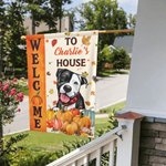 Personalizzato cane gatto zucche giardino bandiera con 1-3 nomi Yard Porch Decor Halloween regalo di inaugurazione della casa per gli amanti degli ani
