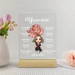 Personalised You Are Beautiful Acrylic LED Night Light with Wooden Base with Birth Flower Christian Christmas Gift for Christian Women