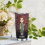 Personalised Faux Glitter Leopard Funny Nutrition Facts Cartoon 20oz Insulated Tumbler with Lid Straw Appreciation Birthday Gift for Nurse Doctor