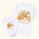 Personalized Cute Bear First Halloween 100% Cotton Baby Bodysuit T-shirt Matching Outfit Set with Name Halloween Gift for New Mom Baby