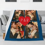 Personalisierte romantische Herz-Collage Fotos weiche warme Decke mit Initialen und Jahr Jahrestag Geburtstag Weihnachtsgeschenk für Ehepaar