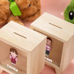 Tirelire en Bois Personnalisée avec Personnage Dessin Animé et Nom Cadeau Noël Anniversaire pour Enfants