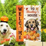 Personalizzato cane gatto zucche giardino bandiera con 1-3 nomi Yard Porch Decor Halloween regalo di inaugurazione della casa per gli amanti degli ani