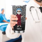 Personalised Faux Glitter Leopard Funny Nutrition Facts Cartoon 20oz Insulated Tumbler with Lid Straw Appreciation Birthday Gift for Nurse Doctor