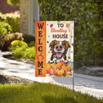 Personalizzato cane gatto zucche giardino bandiera con 1-3 nomi Yard Porch Decor Halloween regalo di inaugurazione della casa per gli amanti degli ani