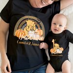 Personalized Cute Bear First Halloween 100% Cotton Baby Bodysuit T-shirt Matching Outfit Set with Name Halloween Gift for New Mom Baby