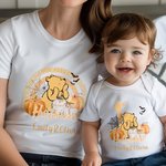 Personalized Cute Bear First Halloween 100% Cotton Baby Bodysuit T-shirt Matching Outfit Set with Name Halloween Gift for New Mom Baby