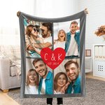 Personalisierte romantische Herz-Collage Fotos weiche warme Decke mit Initialen und Jahr Jahrestag Geburtstag Weihnachtsgeschenk für Ehepaar