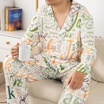 Personalisierte Wort Wolke Unisex lange Ärmel weichen Pyjama Set mit Taschen und Name Geburtstag Geschenk für Männer Frauen