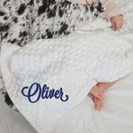 Personalised Soft Cowhide Fur Throw Beanie Blanket with Name Baby Shower Birthday Gift for Baby Newborns