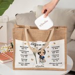 Personalized Birth Flower You Are Beautiful Amazing Name Jute Tote Bag with Birth Flower Christian Christmas Gift for Women