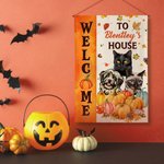 Personalizzato cane gatto zucche giardino bandiera con 1-3 nomi Yard Porch Decor Halloween regalo di inaugurazione della casa per gli amanti degli ani