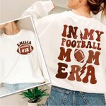 Personalised In My Football Mom Era Crew Neck Shirt Sweatshirt with Name and Number Multicolour Available Birthday Game Day Gift for Mom