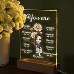 Personalised You Are Beautiful Acrylic LED Night Light with Wooden Base with Birth Flower Christian Christmas Gift for Christian Women