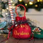 Personalised Velvet Drawstring Santa Sack Sweets Bag with Glitter Name and Handle Home Decor Christmas Party Supplies Gift for Kids