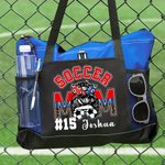 Personalized Multicolour Football Soccer Mom Large Capacity Leopard Print Mesh Belt Tote Bag with Name and Number Birthday Gift for Women