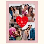 Personalisierte romantische Herz-Collage Fotos weiche warme Decke mit Initialen und Jahr Jahrestag Geburtstag Weihnachtsgeschenk für Ehepaar