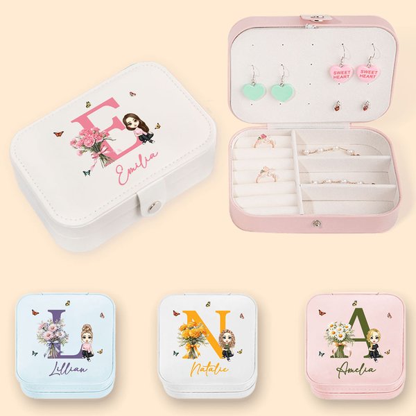 Scatola portagioielli personalizzata con nome, regalo di Natale e di compleanno per donne e ragazze