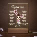 Personalised You Are Beautiful Acrylic LED Night Light with Wooden Base with Birth Flower Christian Christmas Gift for Christian Women