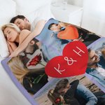 Personalisierte romantische Herz-Collage Fotos weiche warme Decke mit Initialen und Jahr Jahrestag Geburtstag Weihnachtsgeschenk für Ehepaar