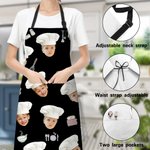 Personalized Cute 1-3 Chef Hat Photos Avatar Apron with Adjustable Neck Strap Housewarming Gift for Family Cooking Lover