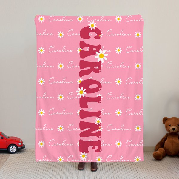 Personalizado Daisy Bubble Título suave manta con nombres repetidos Multicolor Home Decor Cumpleaños Navidad Regalo para Niñas Mujeres