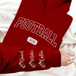 Personalized Multicolor Football Mom Dad Crewneck Sweatshirt Hoodie with 1 - 6 Kid Names Birthday Sports Event Cheer Accessories Gift for Family
