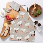 Personalized Cute 1-3 Chef Hat Photos Avatar Apron with Adjustable Neck Strap Housewarming Gift for Family Cooking Lover