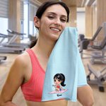 Personalisierte Multicolor Cartoon Sport Mädchen Waffel Handtuch mit Namen und hängenden Clip Portable Geburtstag Sport Zubehör Geschenk für Sportlieb