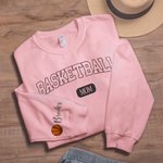 Personalized Multicolor Basketball Mom Dad Crewneck Sweatshirt Hoodie with 1 - 6 Kid Names Birthday Sports Event Cheer Accessories Gift for Family