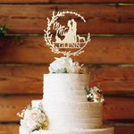 Chien, chat, marié, mariée Silhouette de gâteau avec nom Décoration de cérémonie de mariage Cadeau pour la famille et les amis