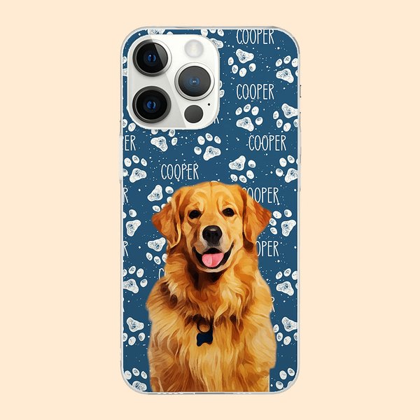 Personlig flerfarget søt tassetrykk hund katt foto telefonveske for iPhone med navn bursdag julegave til kjæledyrelskere