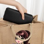 Personalizzato Cartoon Sport Girl Grande borsa in iuta con nome Palestra Allenamento Regalo di compleanno per gli amanti dello sport 8