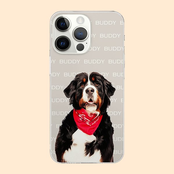 Gepersonaliseerd Olieverfschilderij Hond Kat Foto Veelkleurig Slank Telefoonhoesje voor iPhone met Herhalende Namen Verjaardag Kerstcadeau voor Huisdierliefhebbers