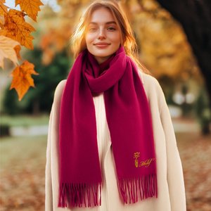 Écharpe Super Douce Personnalisée avec Fleur de Naissance et Nom Brodés Cadeau Anniversaire Fête Noël pour Femme Homme Famille