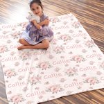 Coperta personalizzata di fiori di rosa con nome, regalo di compleanno per donne e ragazze.