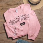 Personalized Multicolor Baseball Mom Dad Crewneck Sweatshirt Hoodie with 1 - 6 Kid Names Birthday Sports Event Cheer Accessories Gift for Family