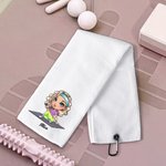 Personalisierte Multicolor Cartoon Sport Mädchen Waffel Handtuch mit Namen und hängenden Clip Portable Geburtstag Sport Zubehör Geschenk für Sportlieb