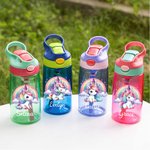 Personalized Rainbow Castle Fantasy Unicorn Design 16 oz Kid Water Bottle with Straw and Name Birthday Christmas Back to School Gift for Girls